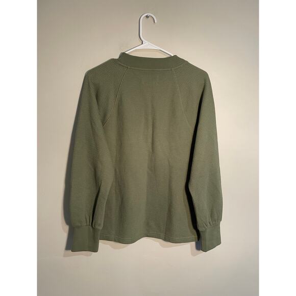 Madewell Textured Waffle V-Neck Henley Sweatshirt in Faded Palm Size Medium - Picture 6 of 11